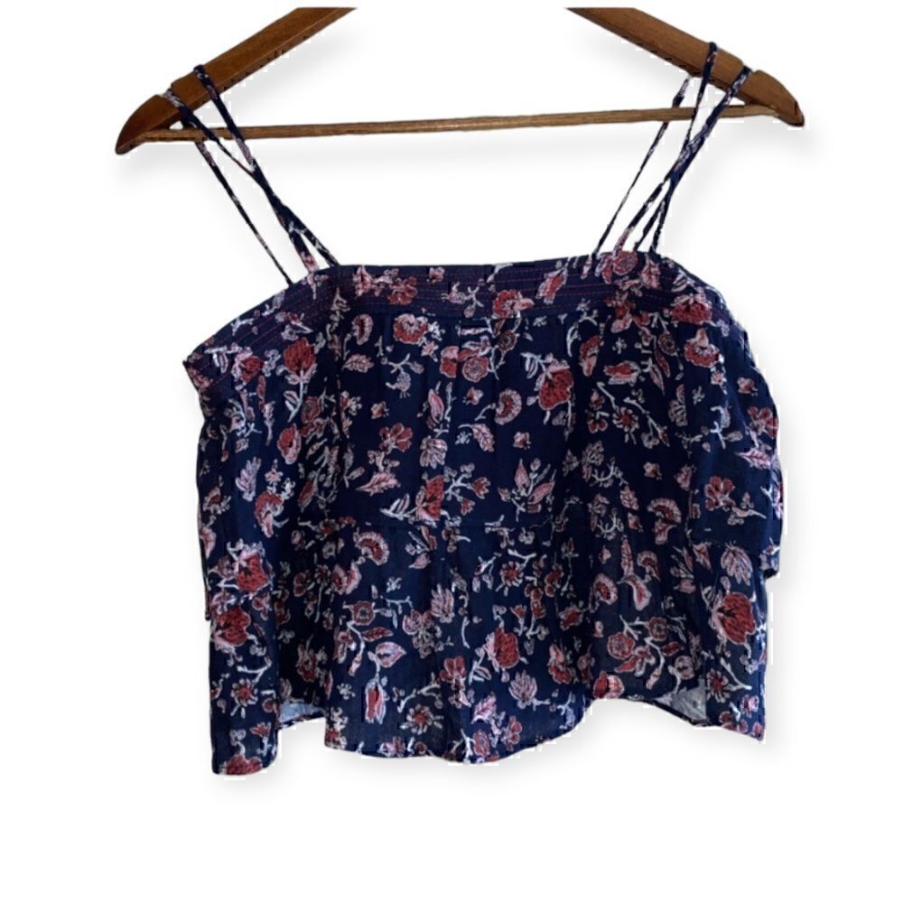 Zara NWT floral print strappy crop top SM
